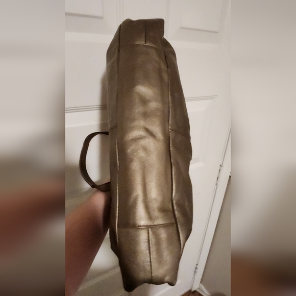 Coach Ashley Metallic Bronze Leather Shoulder Bag 15" X 10" X 5" NWOT - Picture 8 of 15